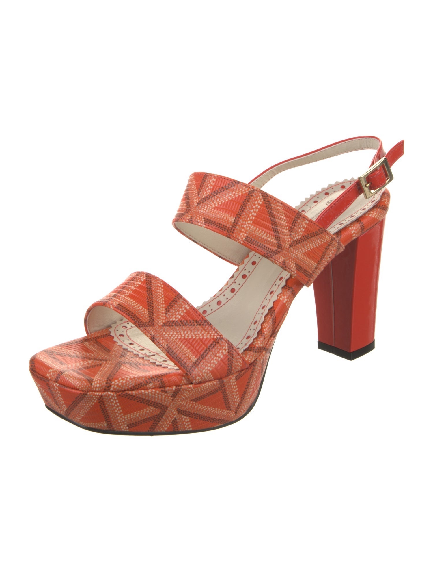 Samantha Sung Leather Printed Slingback Sandals