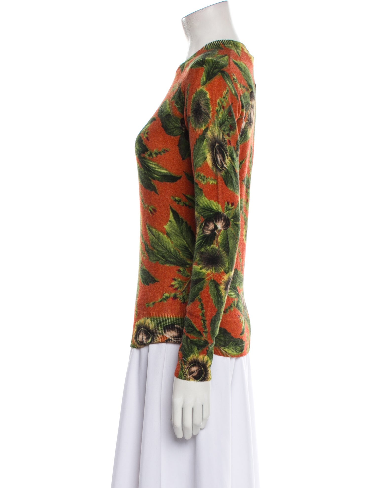 Samantha Sung Cashmere Floral Print Sweater