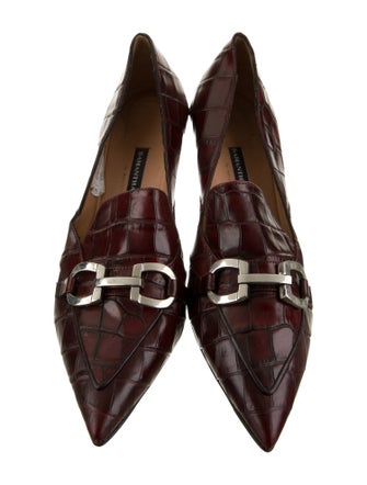 Samantha Sung Embossed Leather Animal Print Pumps