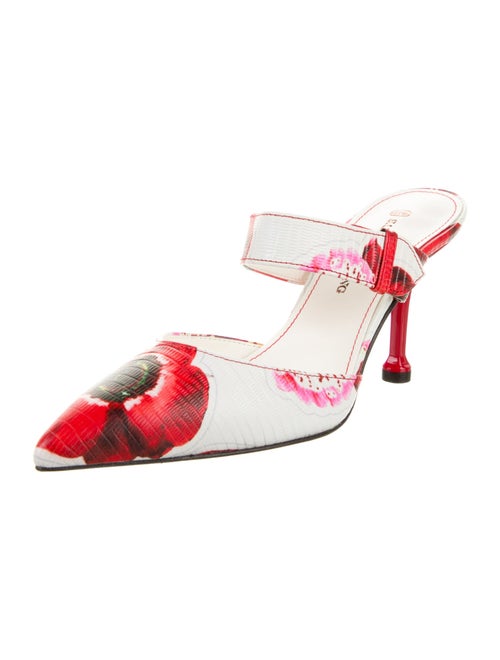 Samantha Sung Leather Floral Print Mules