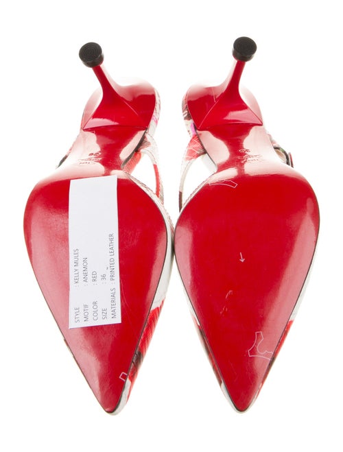 Samantha Sung Leather Floral Print Mules