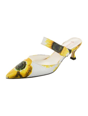 Samantha Sung Embossed Leather Printed Slides