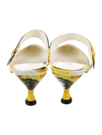 Samantha Sung Embossed Leather Printed Slides