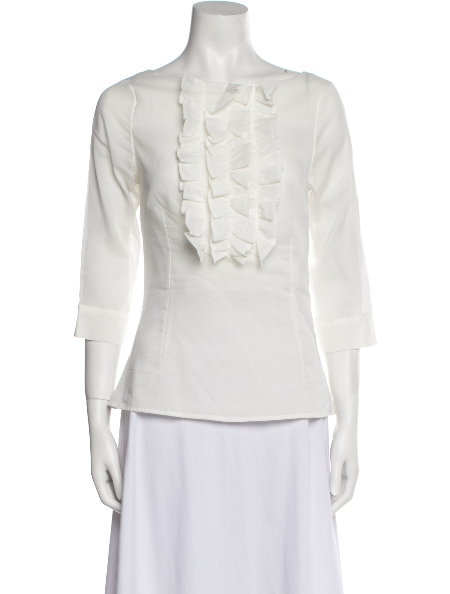 Samantha Sung Bateau Neckline Three-Quarter Sleeve Blouse