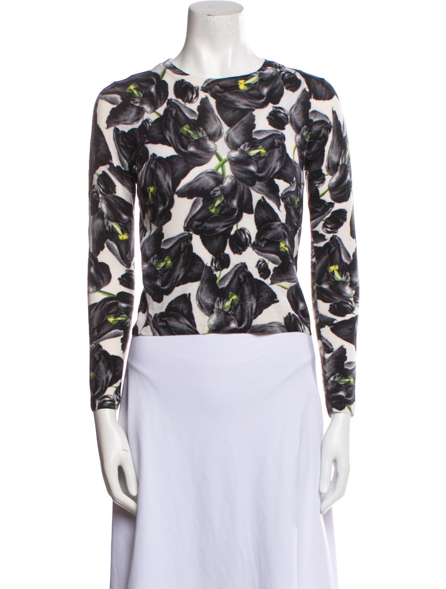 Samantha Sung Silk Floral Print Sweater