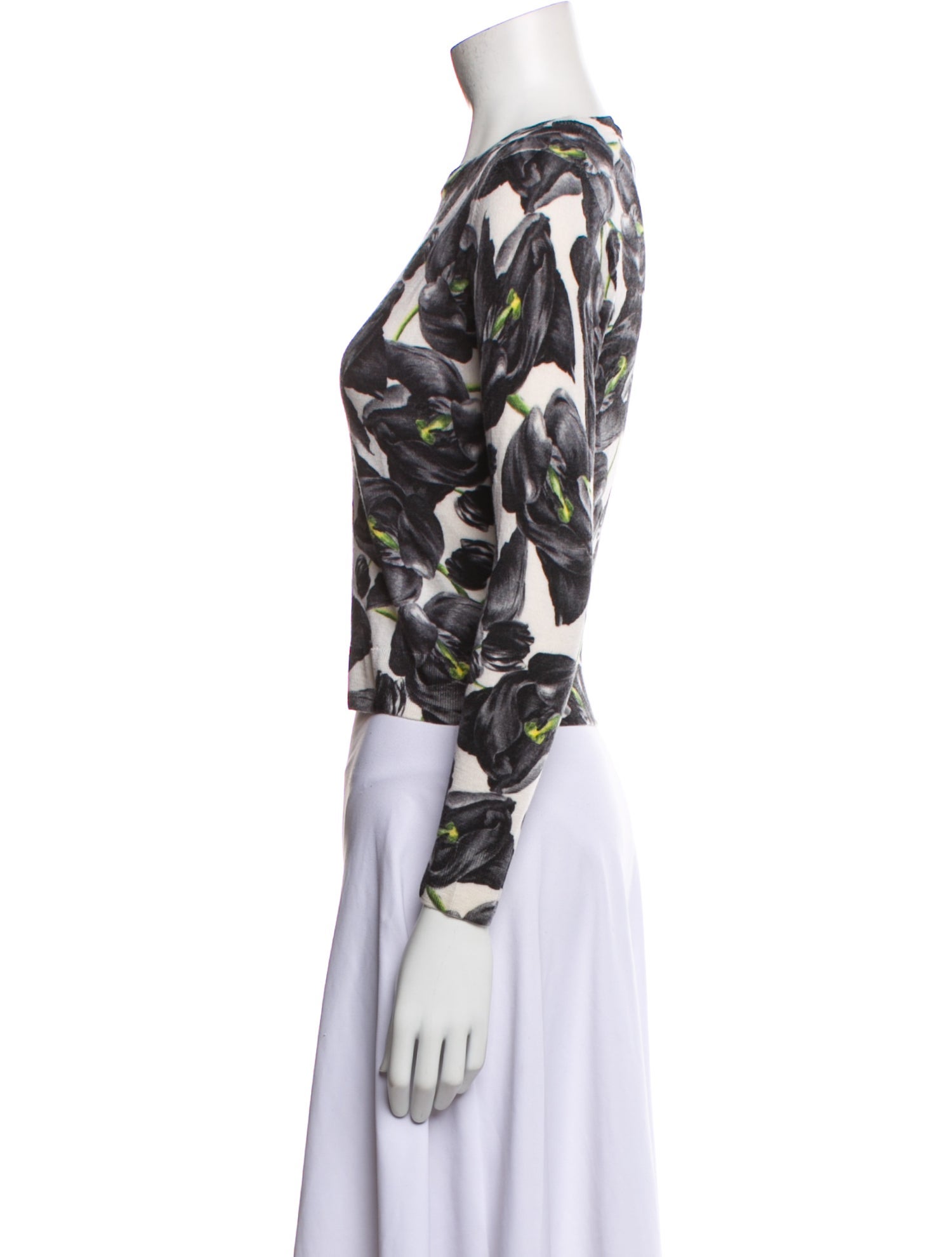 Samantha Sung Silk Floral Print Sweater