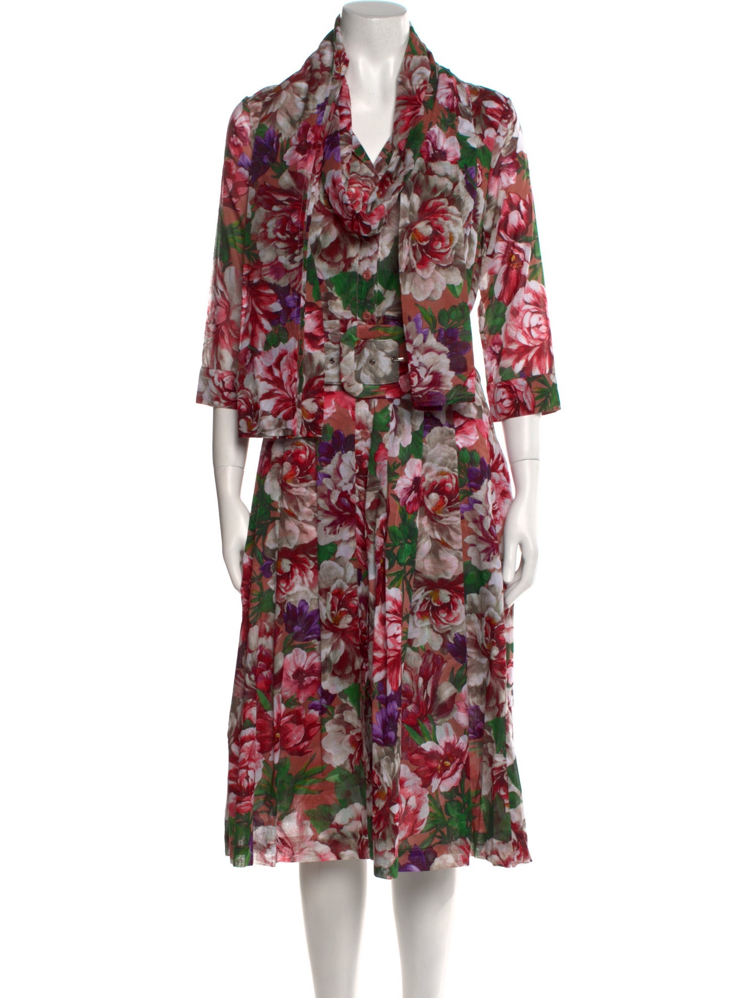 Samantha Sung Floral Print Midi Length Dress