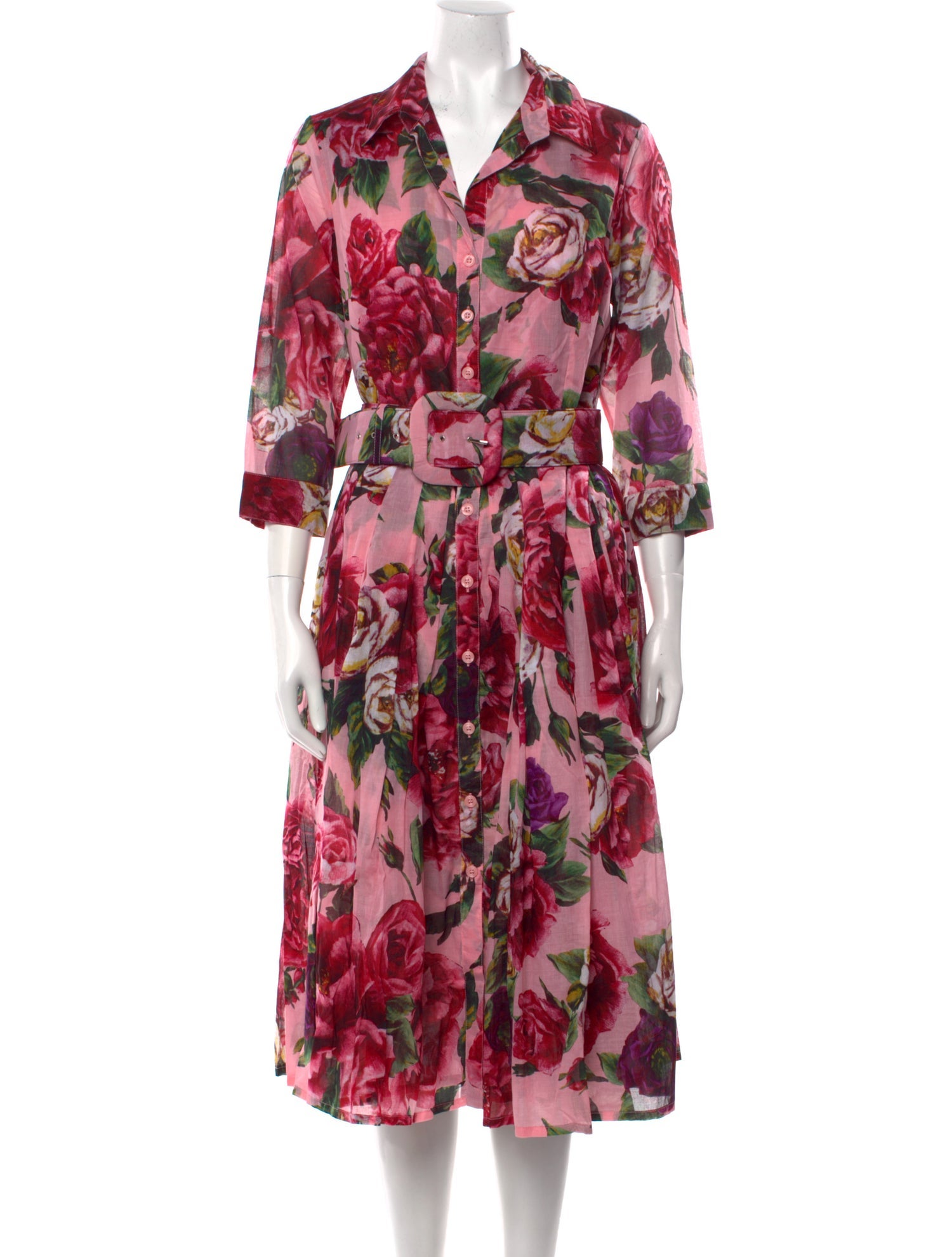 Samantha Sung Floral Print Midi Length Dress