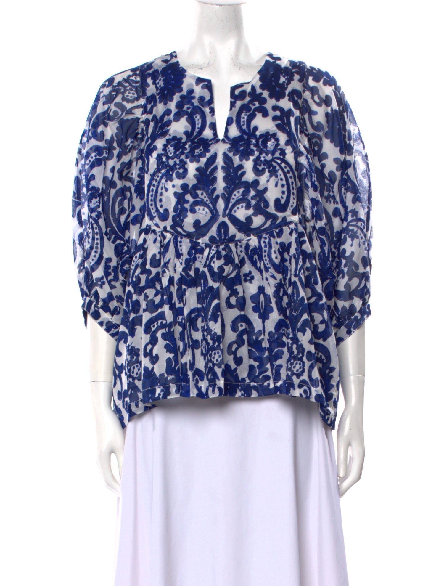 Samantha Sung Printed V-Neck Blouse