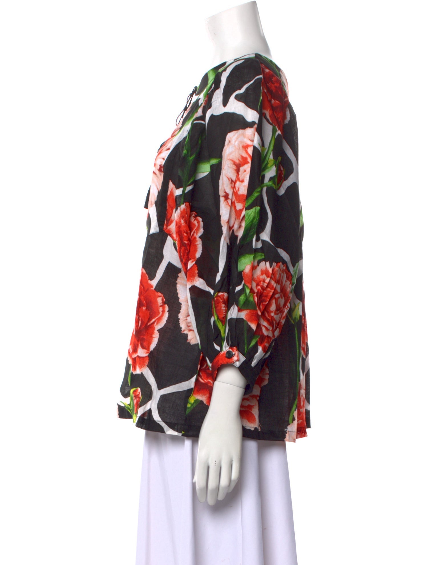 Samantha Sung Linen Floral Print Blouse