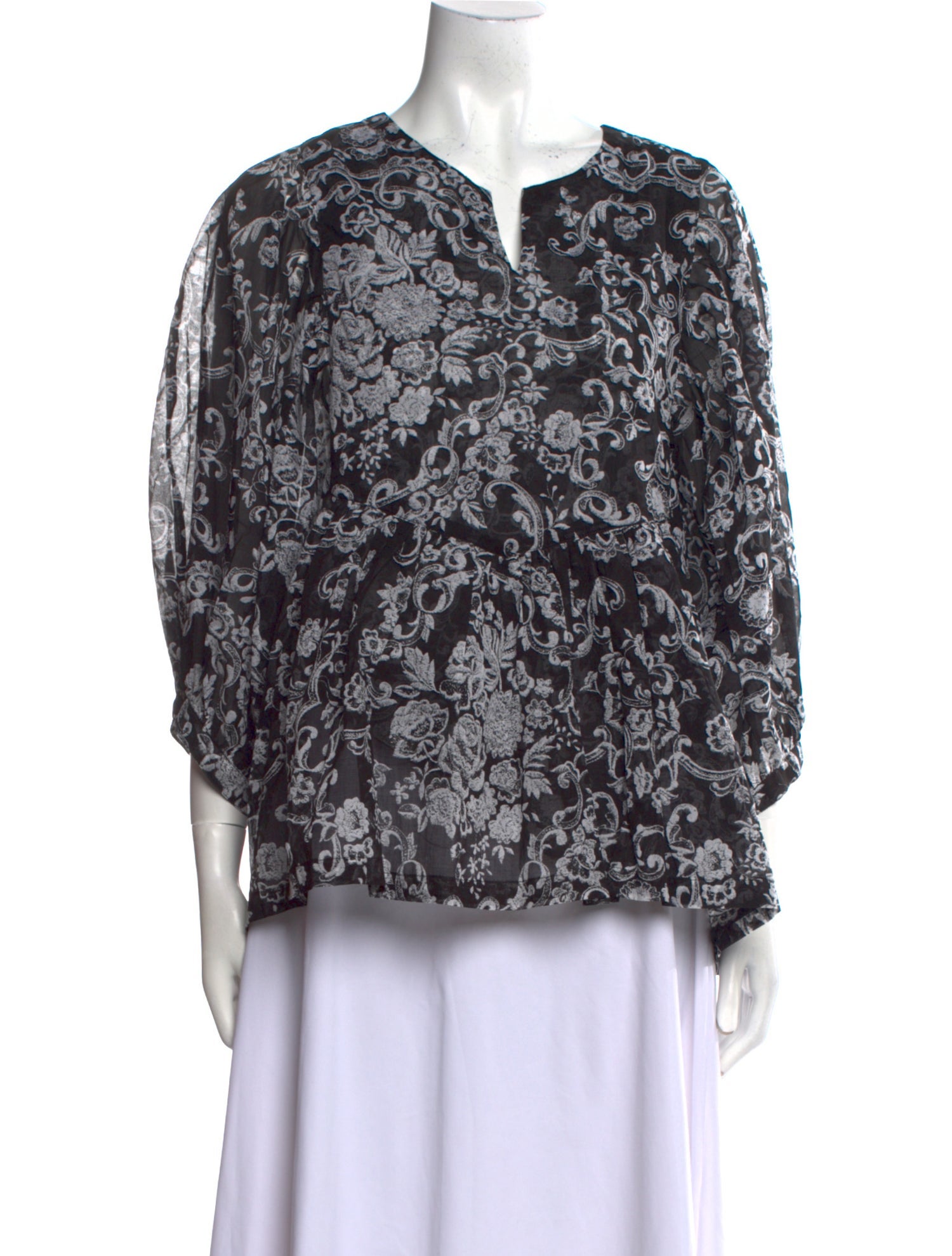 Samantha Sung Floral Print V-Neck Blouse