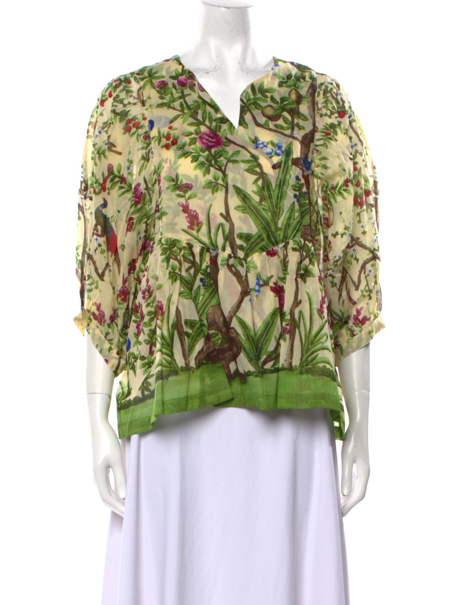 Samantha Sung Floral Print V-Neck Blouse