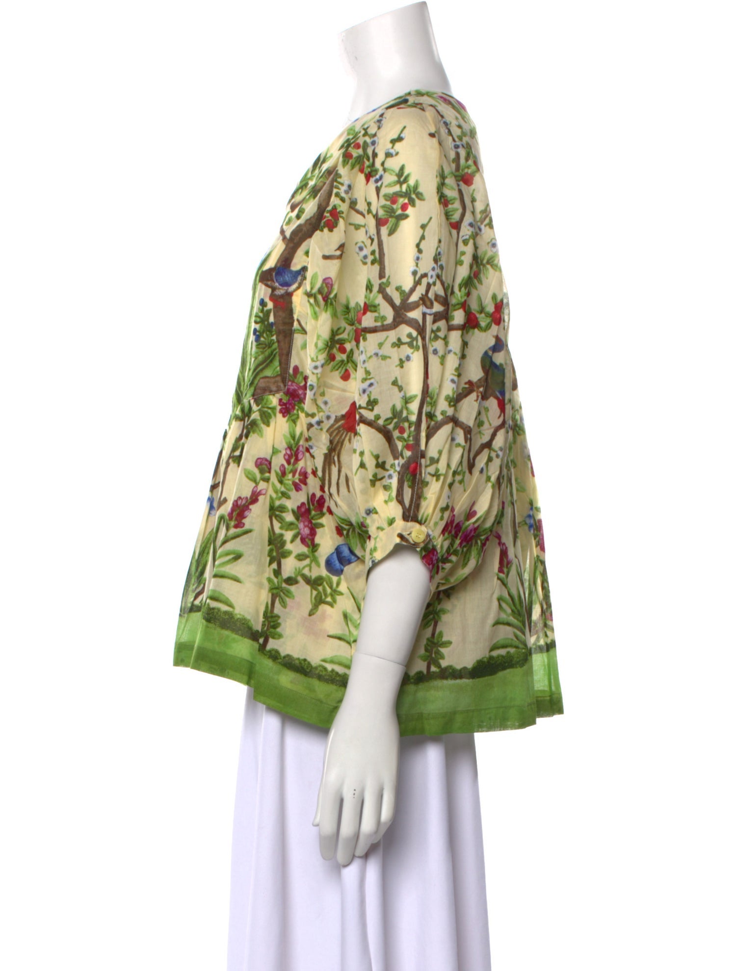 Samantha Sung Floral Print V-Neck Blouse