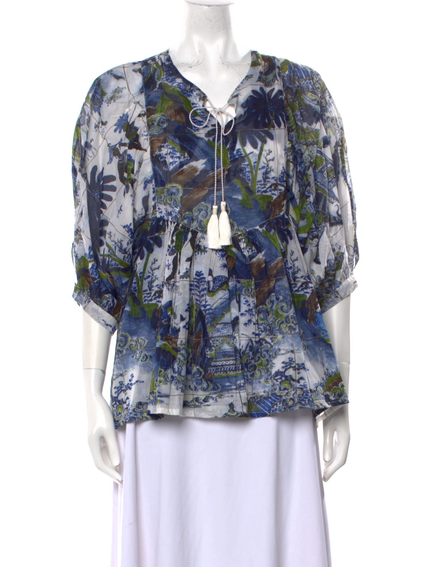 Samantha Sung Printed V-Neck Blouse