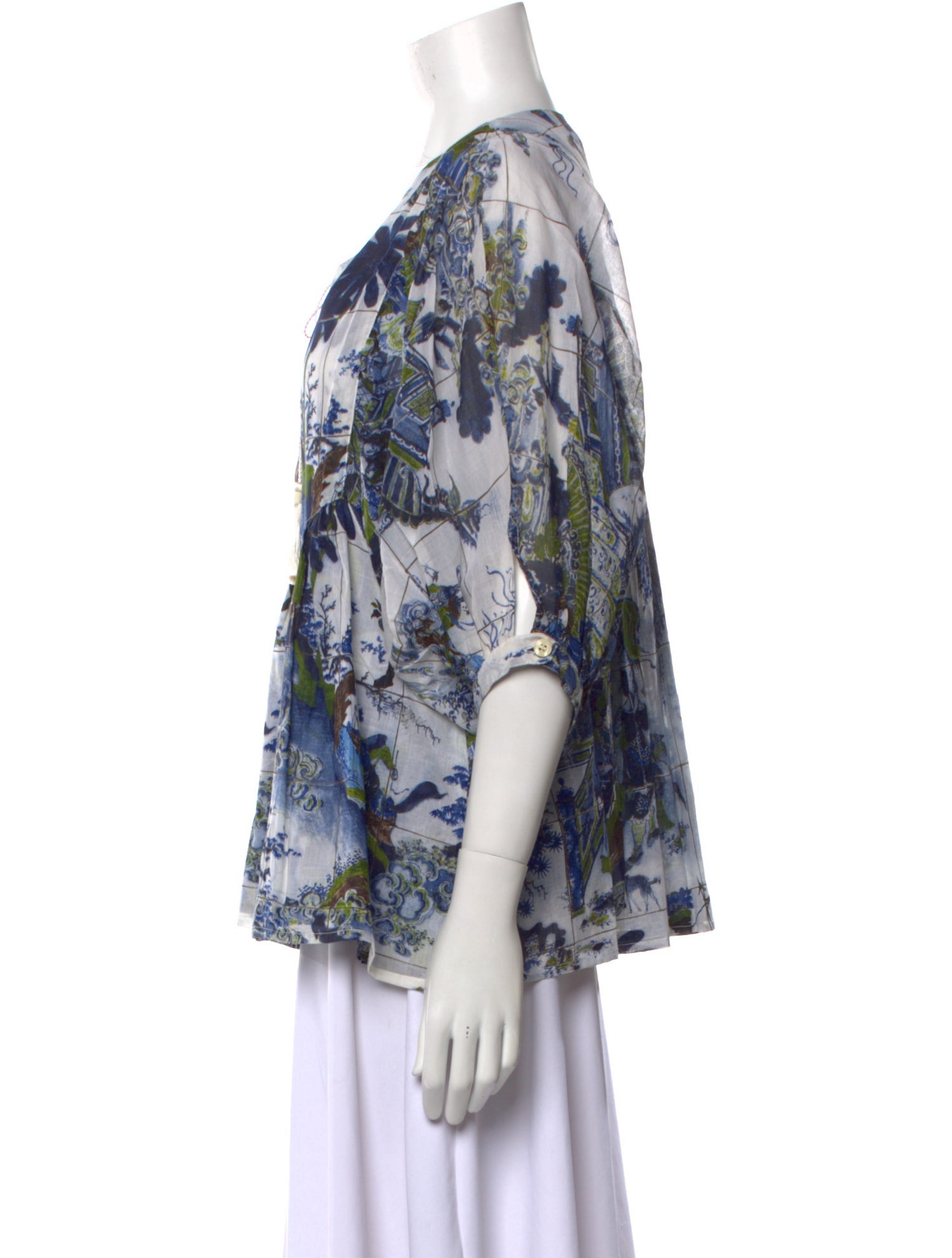 Samantha Sung Printed V-Neck Blouse