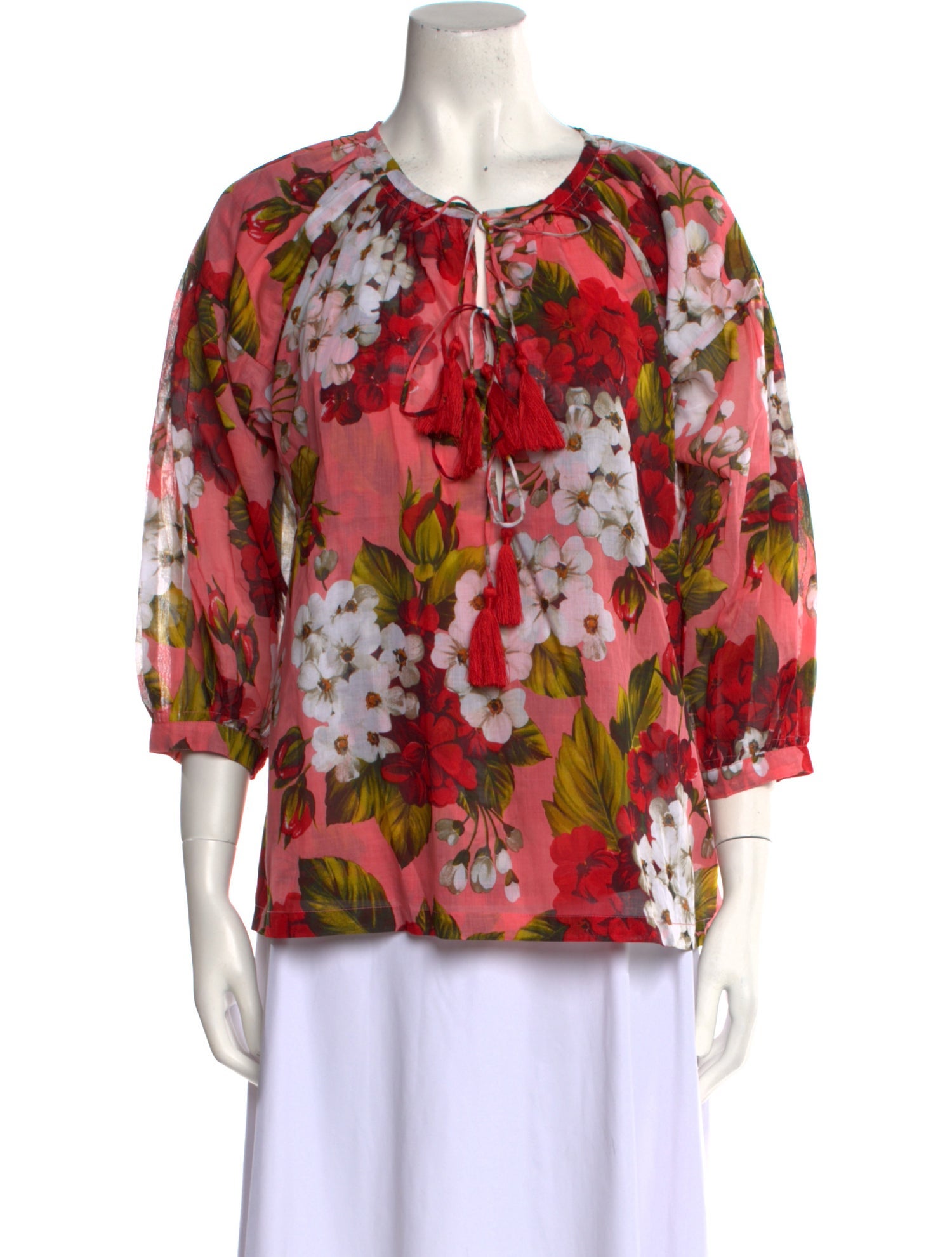 Samantha Sung Floral Print Bateau Neckline Blouse