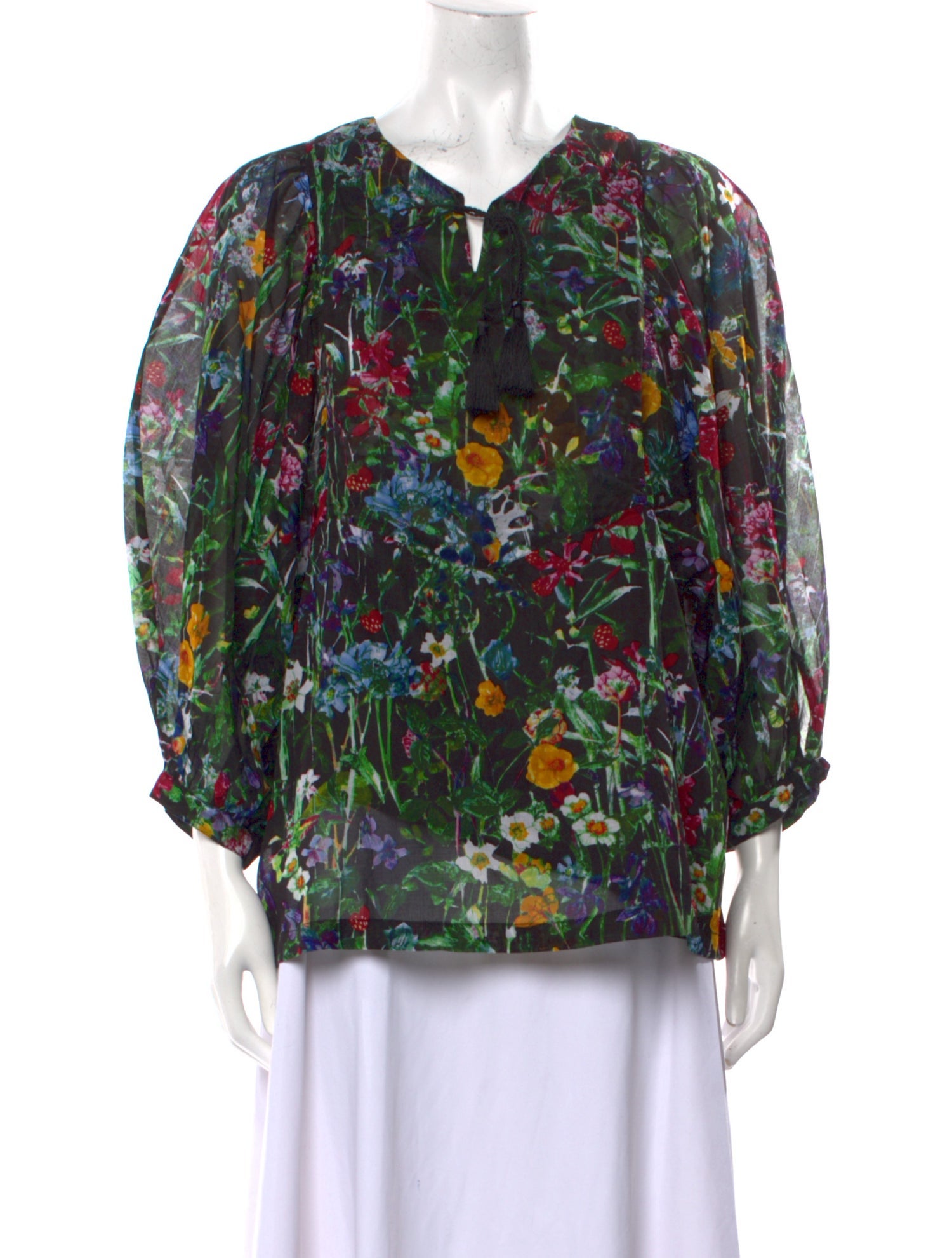 Samantha Sung Floral Print V-Neck Blouse