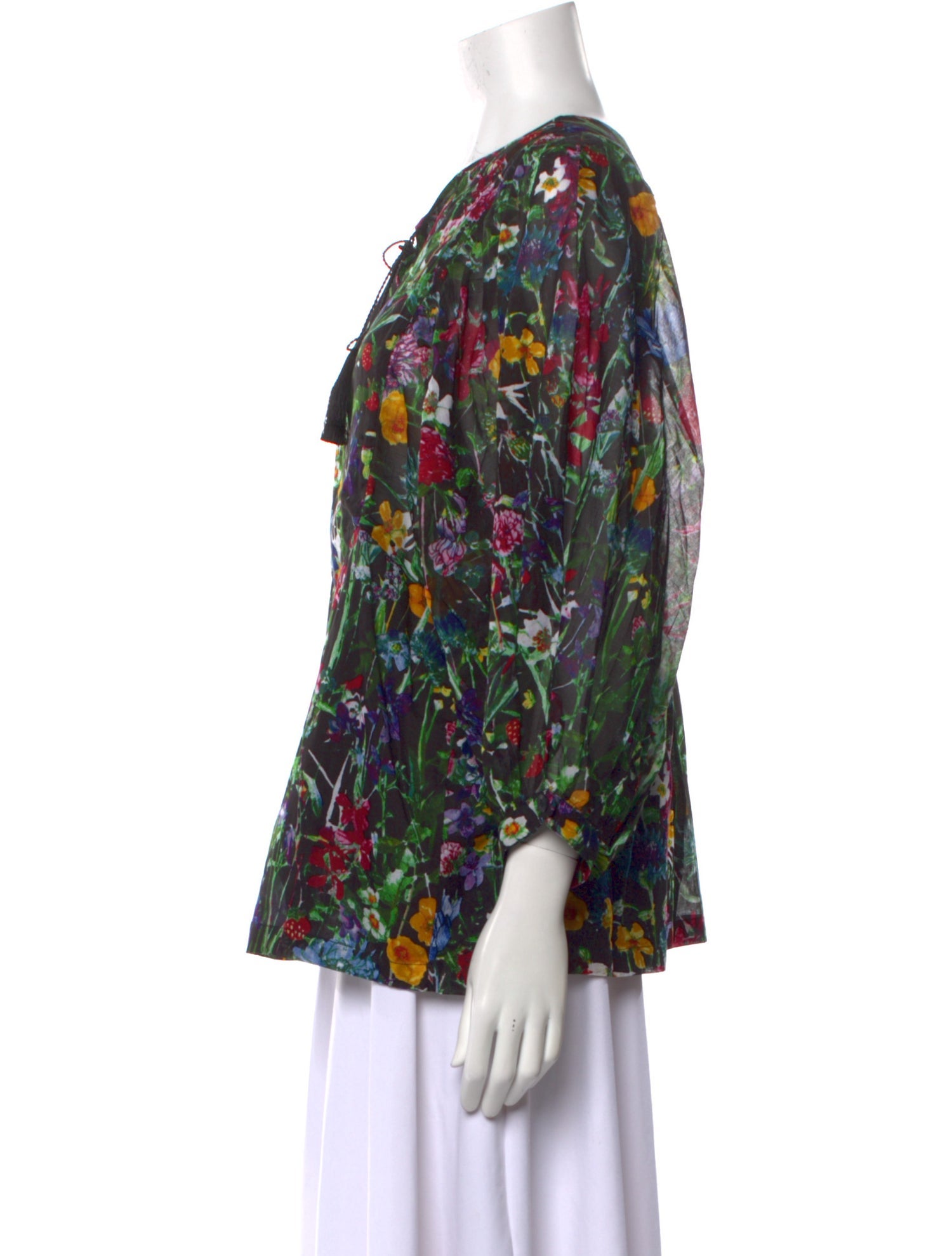 Samantha Sung Floral Print V-Neck Blouse