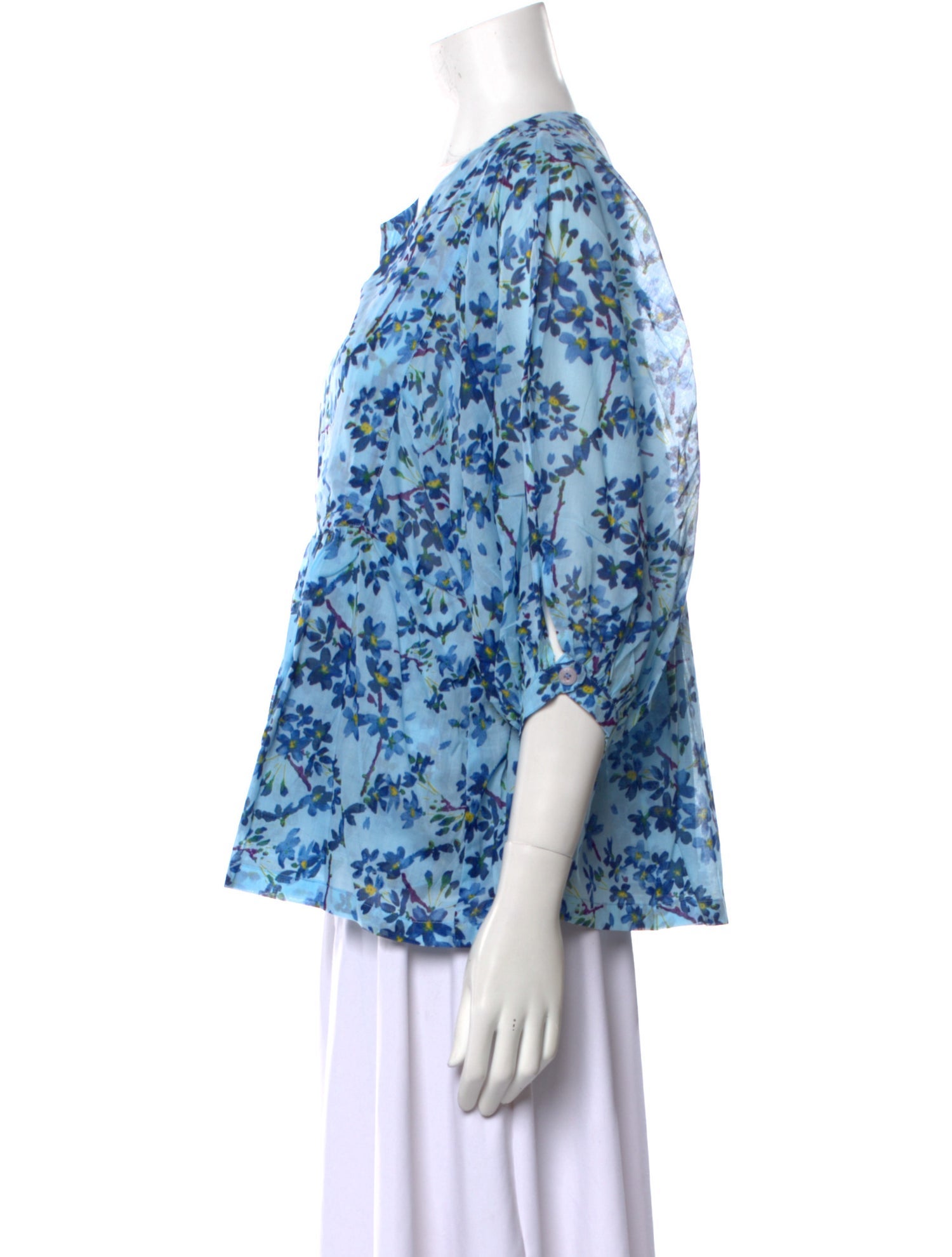 Samantha Sung Floral Print V-Neck Blouse