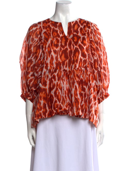 Samantha Sung Animal Print V-Neck Blouse