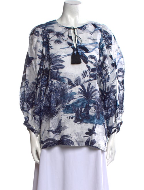Samantha Sung Linen Printed Blouse