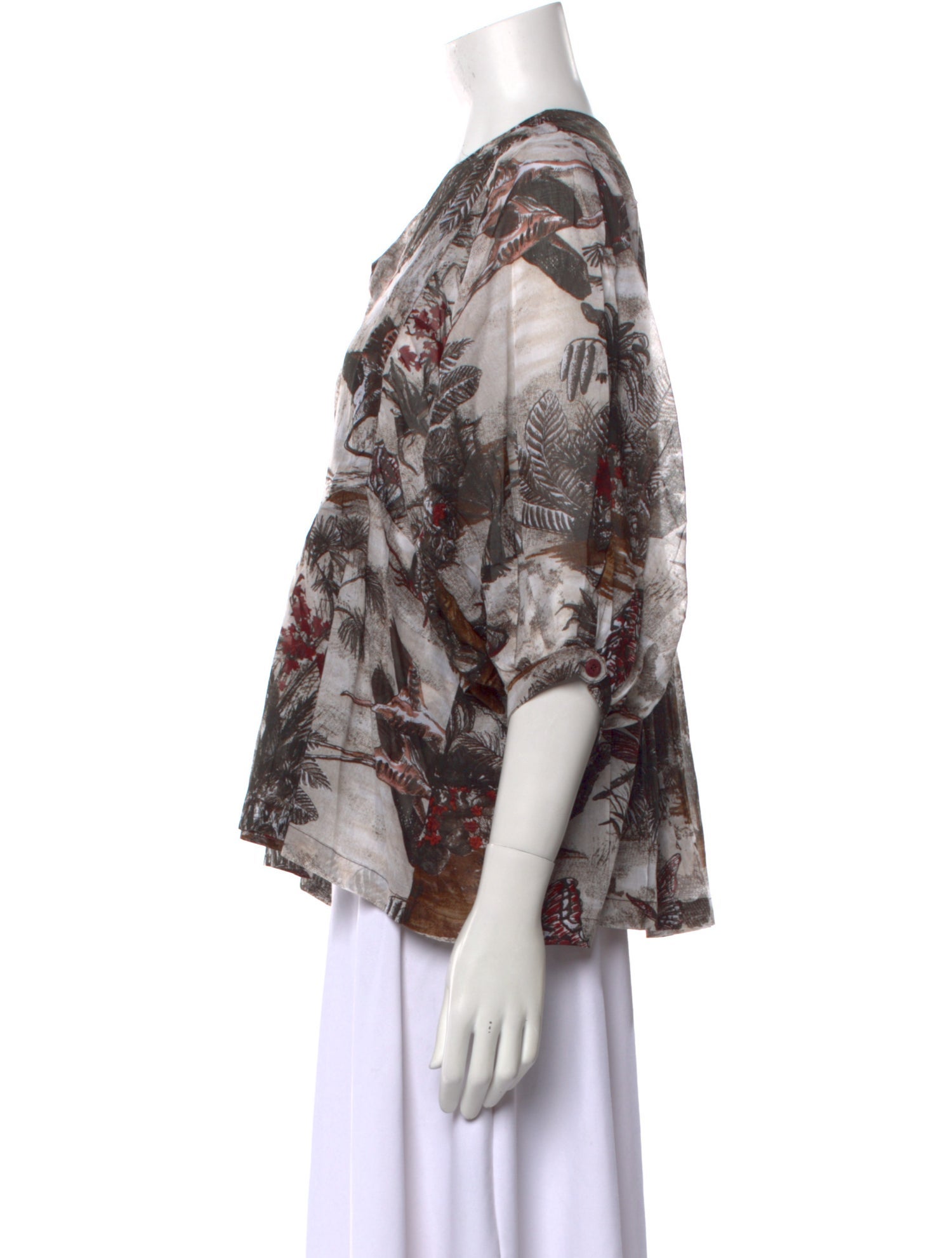 Samantha Sung Floral Print V-Neck Blouse