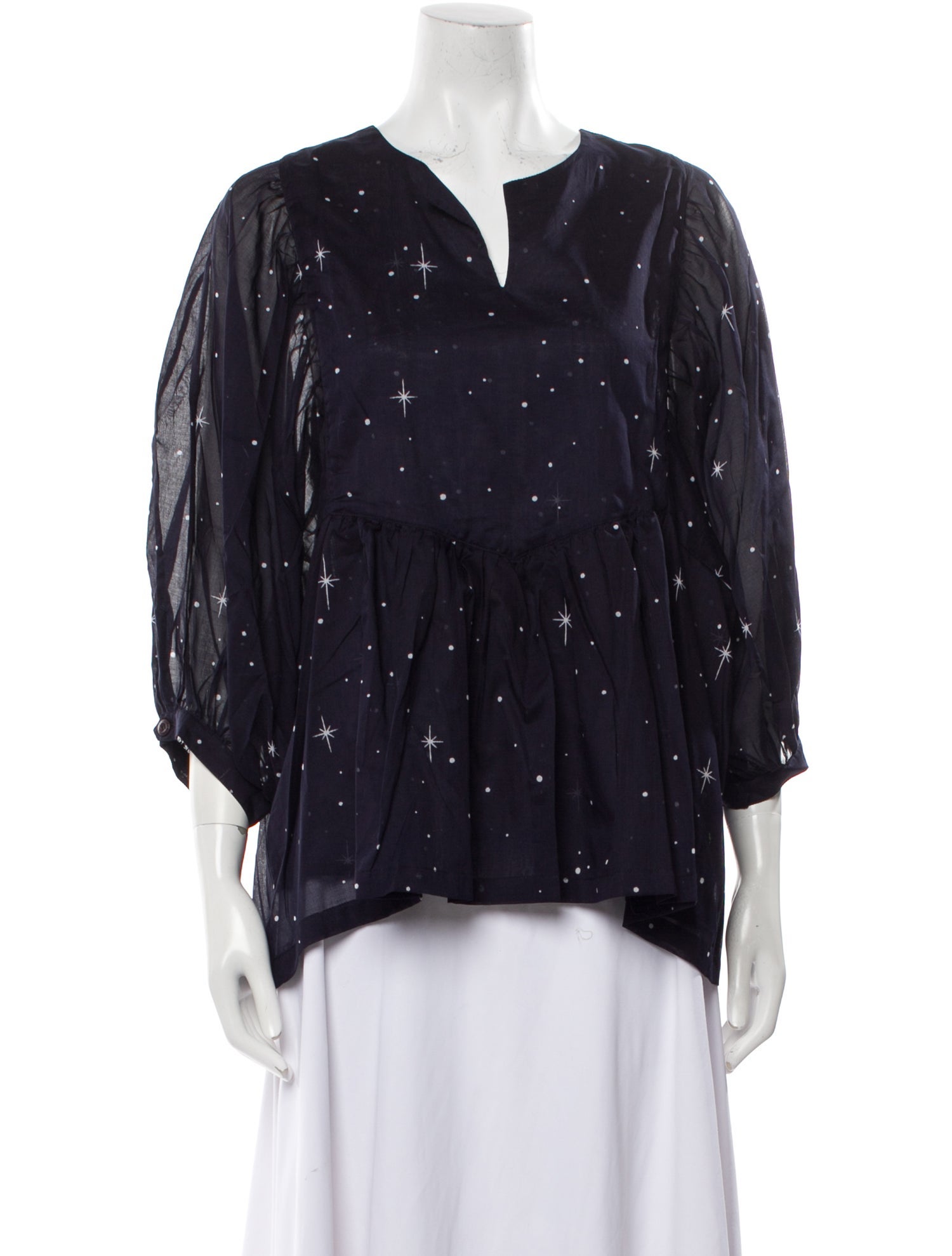 Samantha Sung Printed V-Neck Blouse