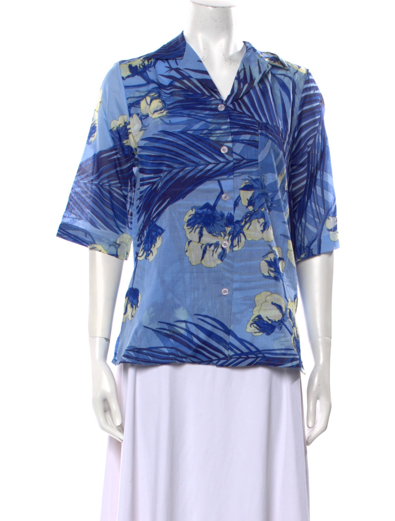 Samantha Sung Floral Print V-Neck Blouse