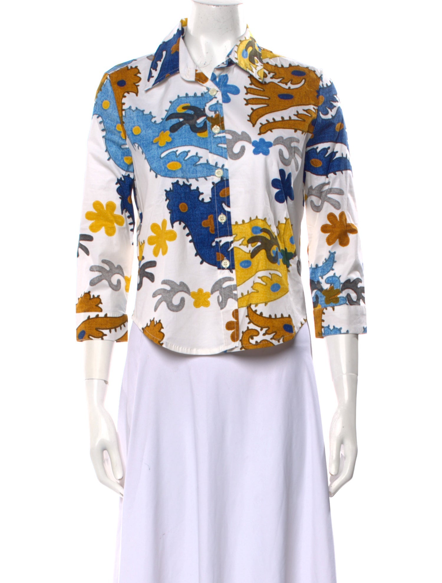 Samantha Sung Pristine Floral Print Button-Up Top