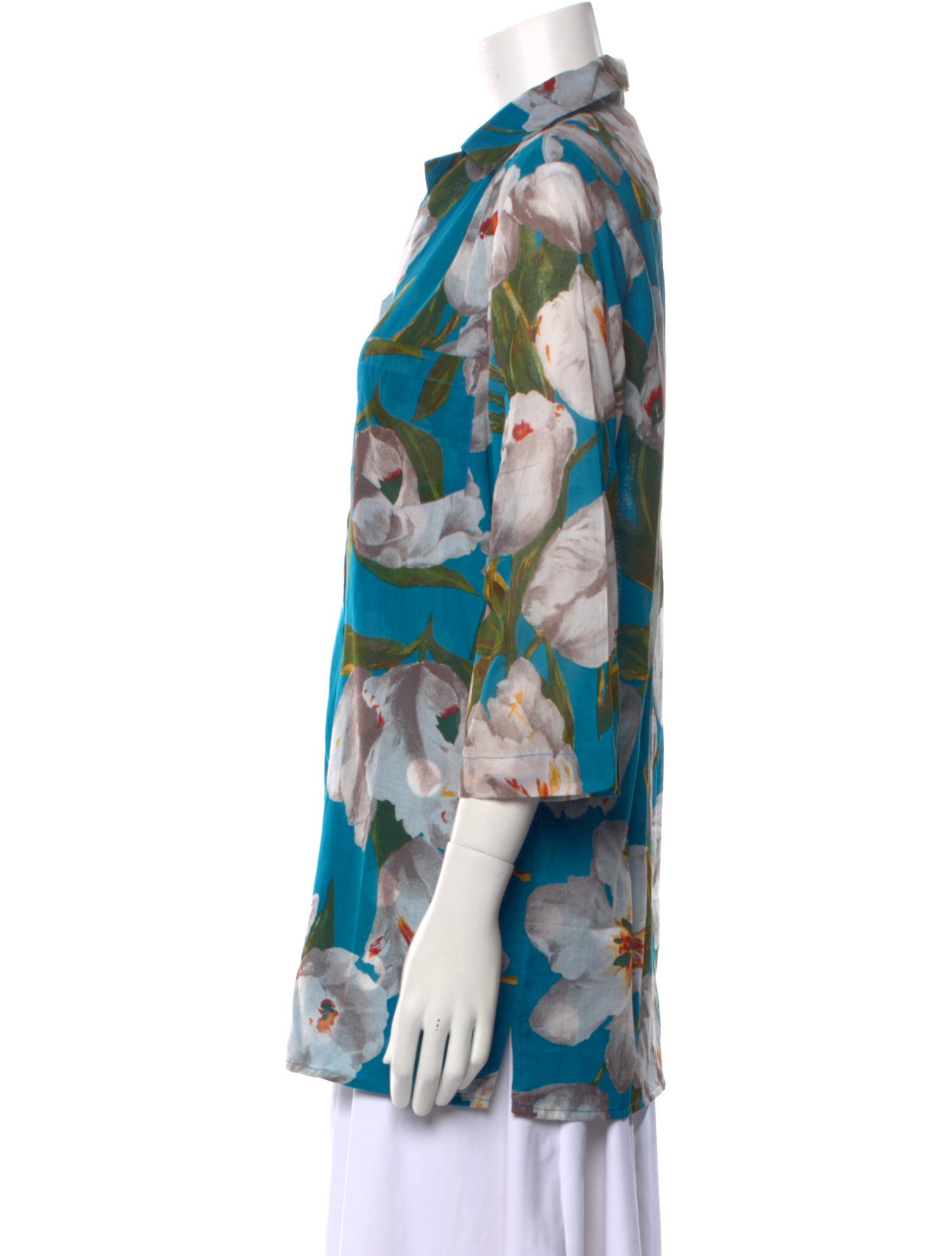 Samantha Sung Floral Print Three-Quarter Sleeve Blouse