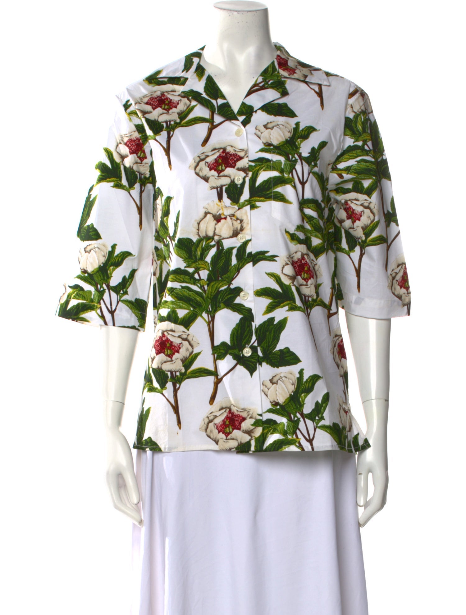 Samantha Sung Floral Print V-Neck Blouse