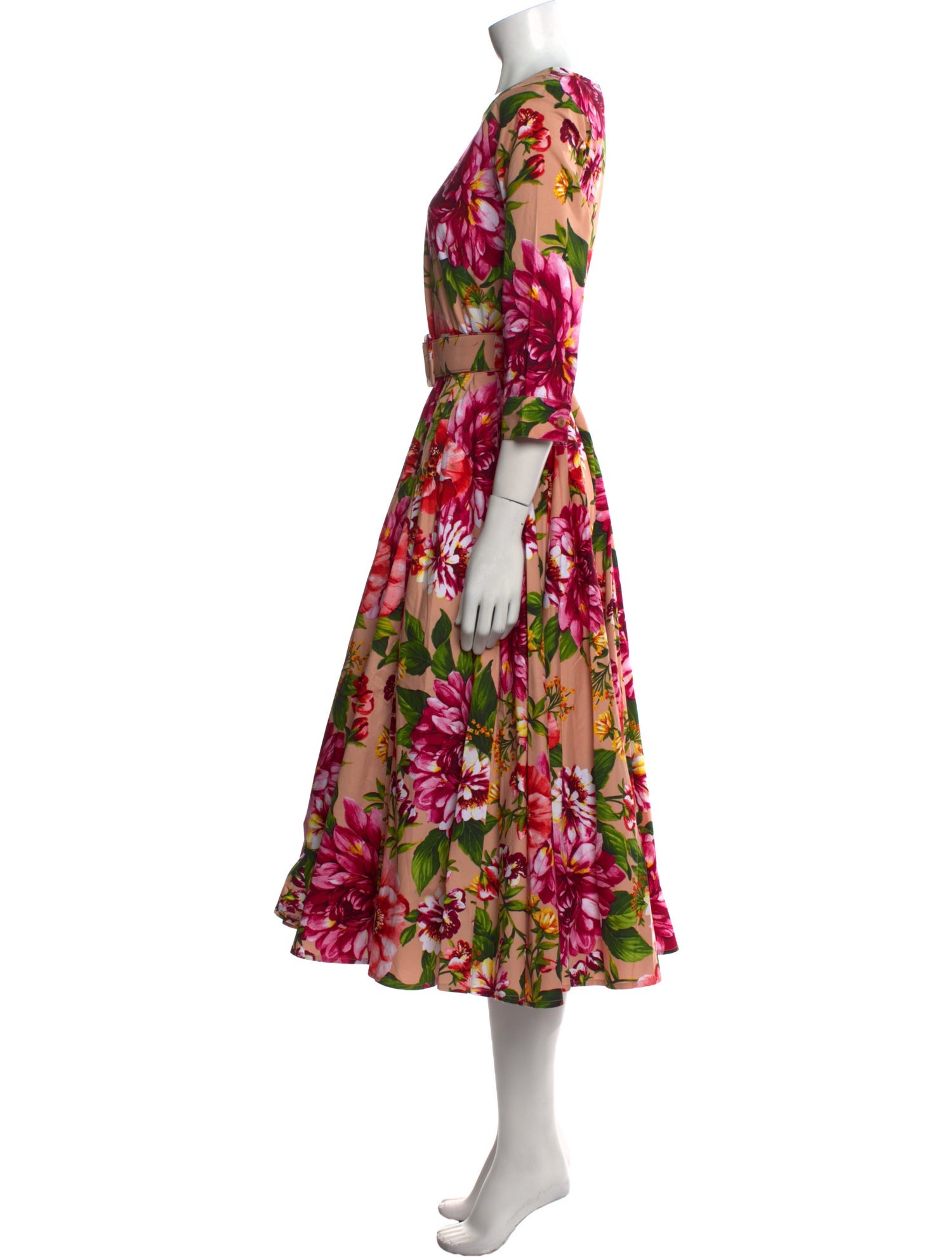 Samantha Sung Floral Print Midi Length Dress w/ Tags