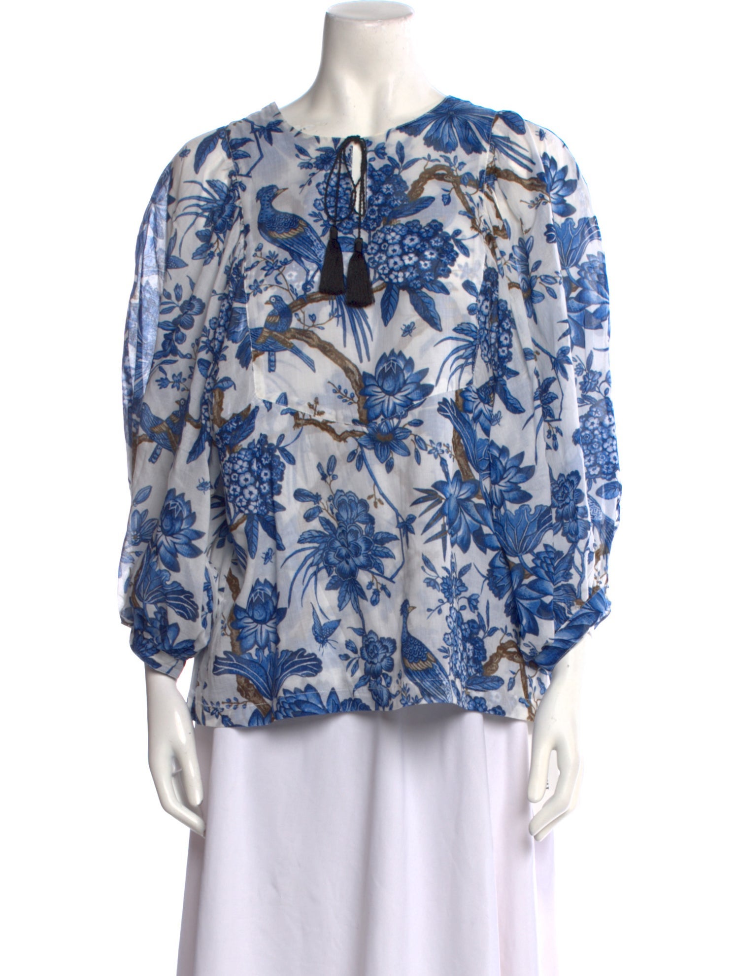 Samantha Sung Floral Print Crew Neck Blouse