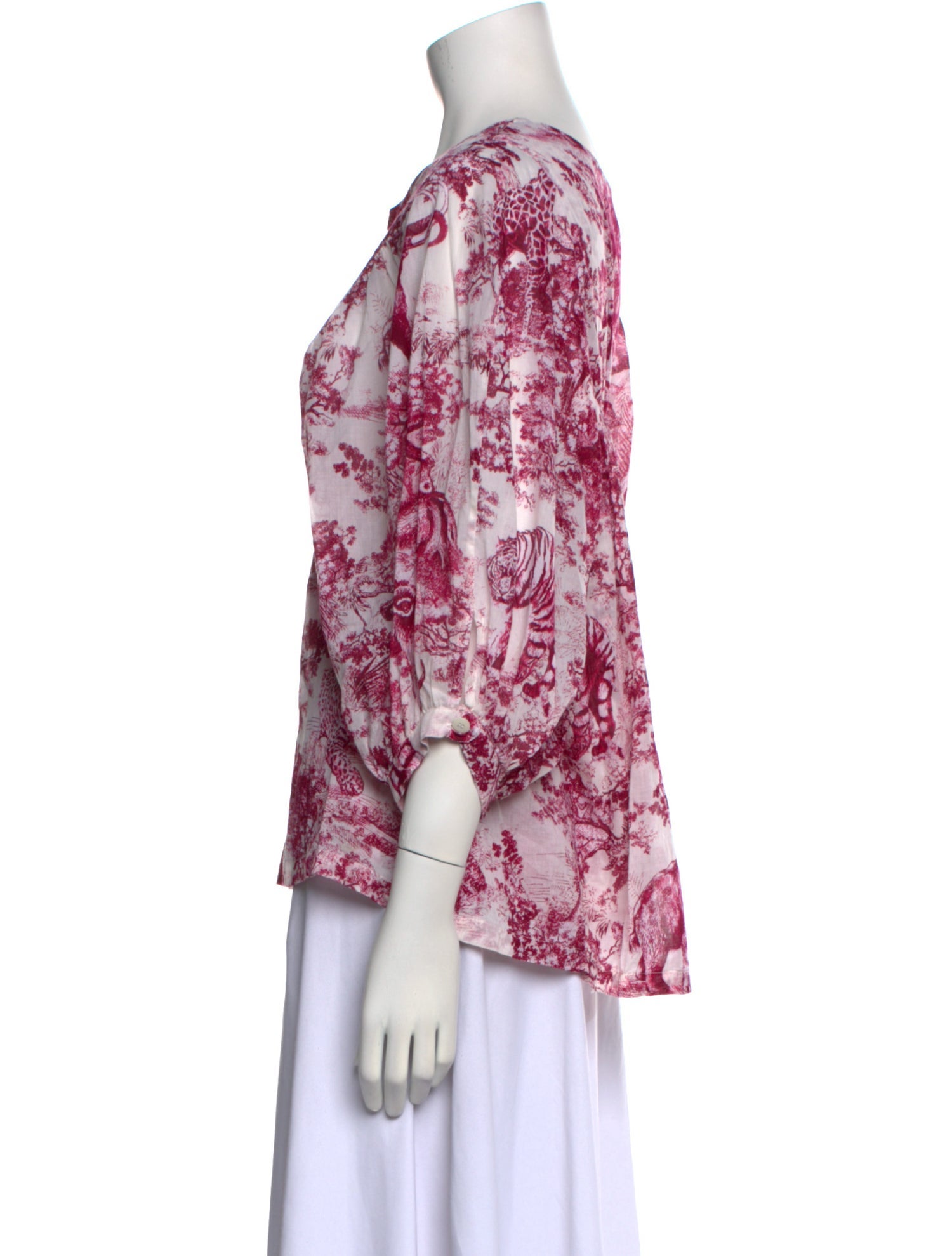 Samantha Sung Floral Print V-Neck Blouse