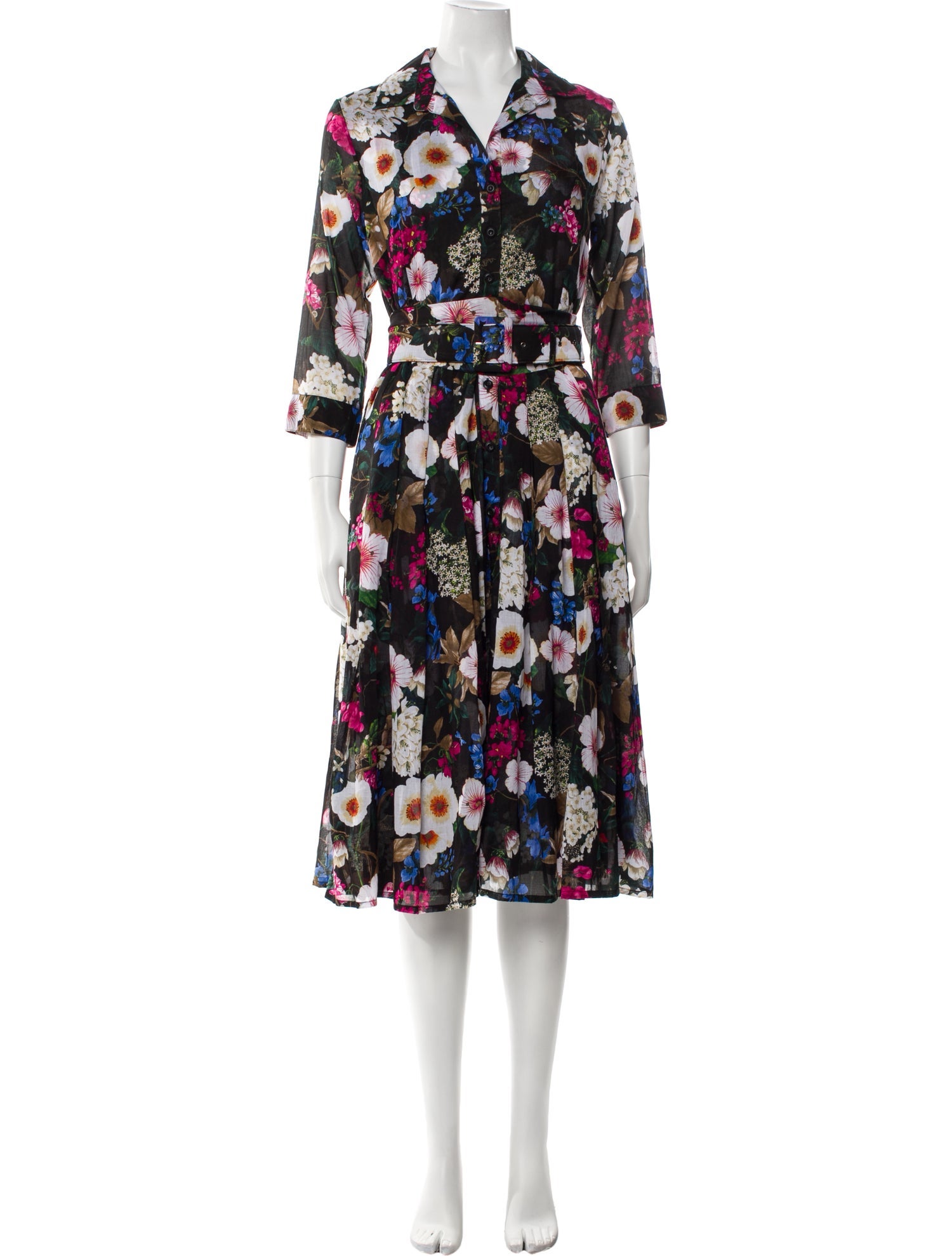 Samantha Sung Floral Print Midi Length Dress