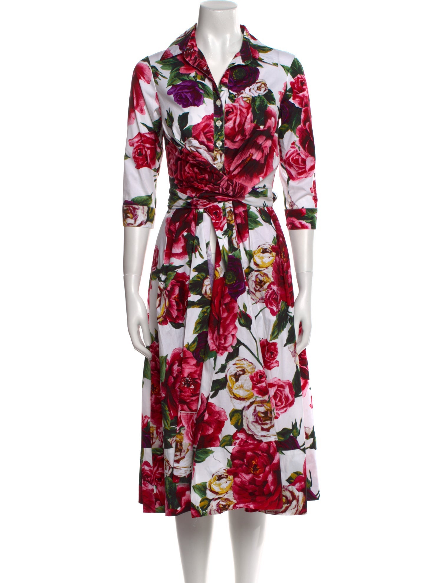 Samantha Sung Floral Print Midi Length Dress w/ Tags