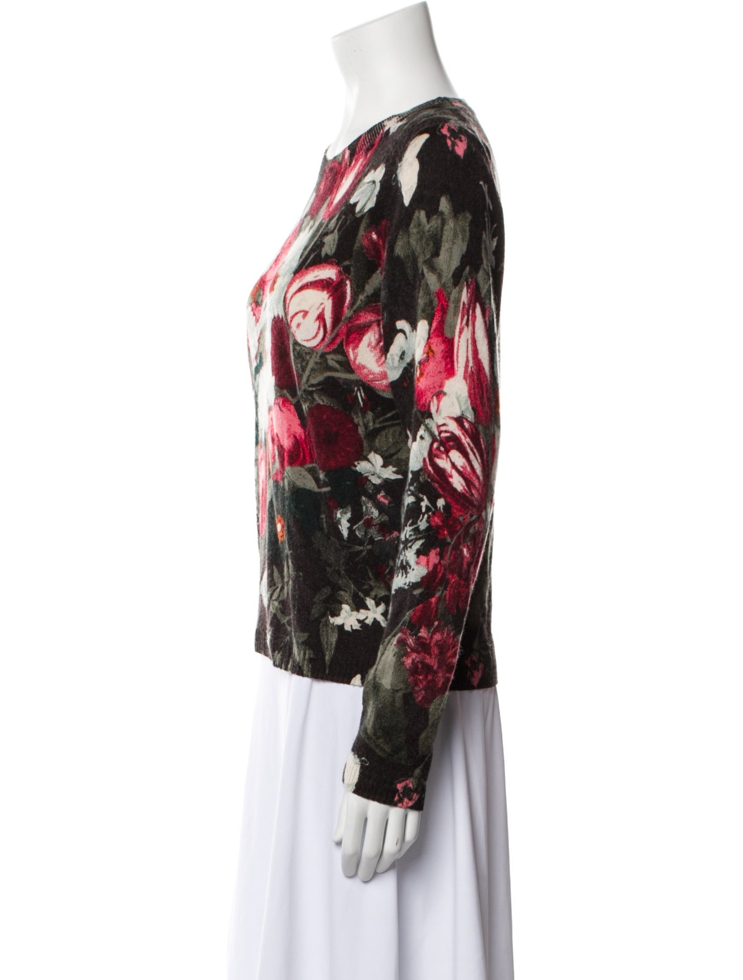 Samantha Sung Cashmere Floral Print Sweater