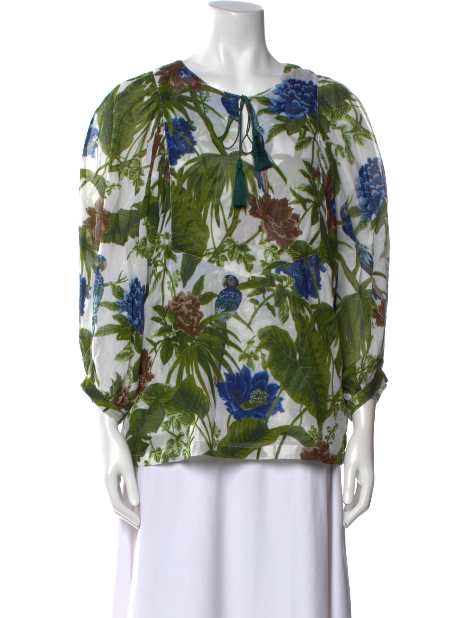 Samantha Sung Floral Print Scoop Neck Blouse