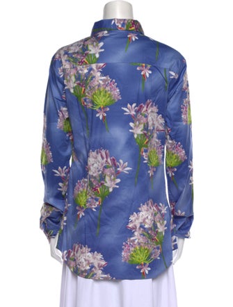 Samantha Sung Floral Print Long Sleeve Button-Up Top