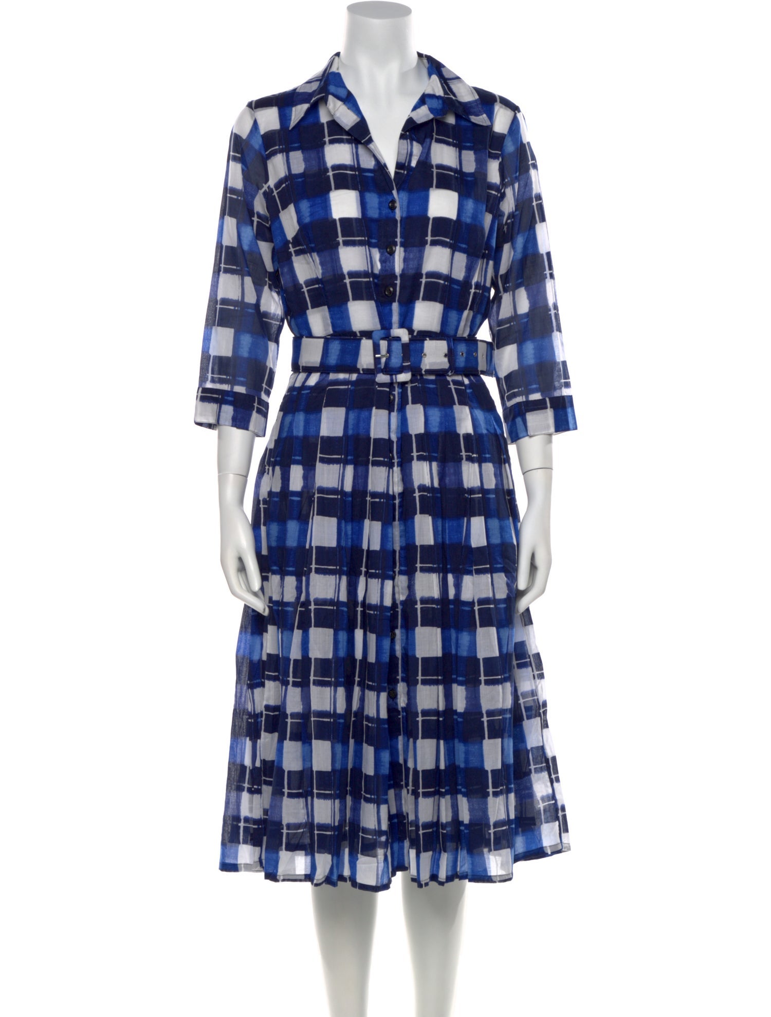 Samantha Sung Plaid Print Midi Length Dress