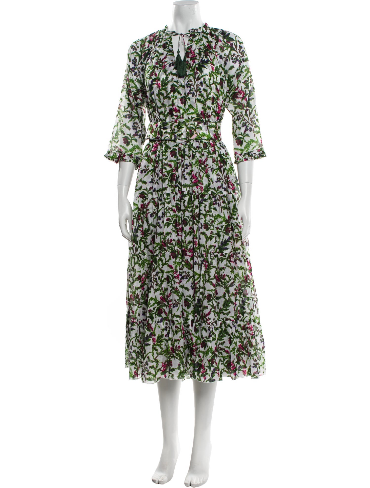 Samantha Sung Floral Print Midi Length Dress