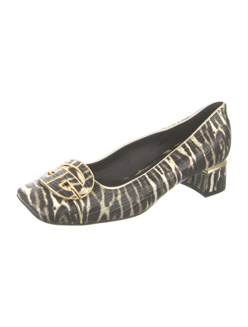 Samantha Sung Embossed Leather Printed Pumps
