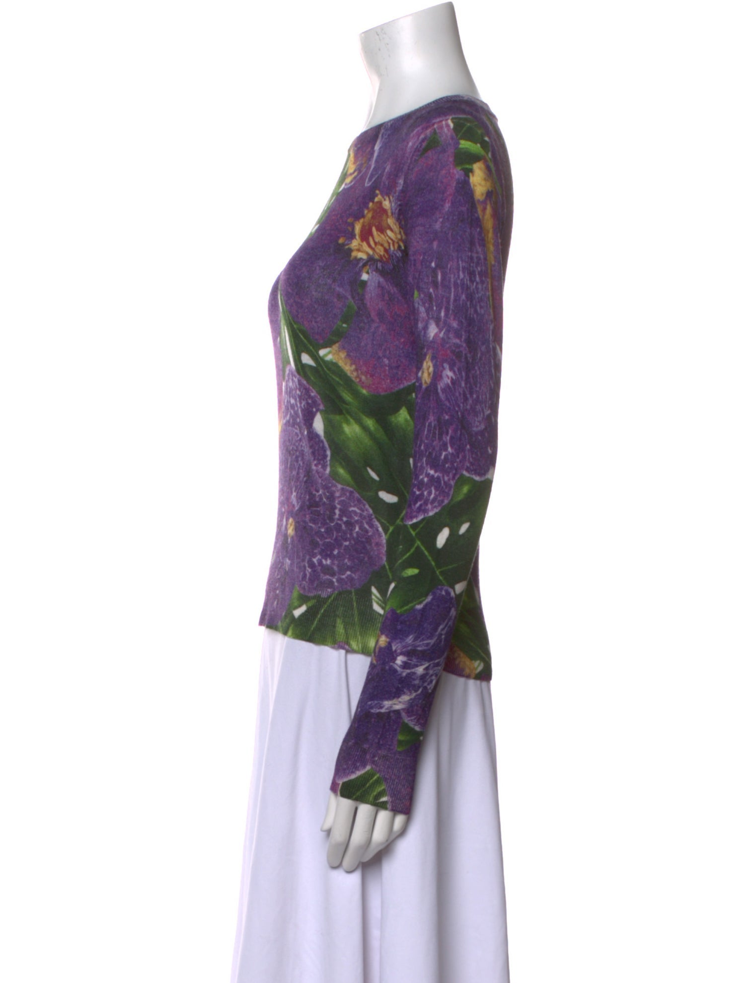 Samantha Sung Cashmere Floral Print Sweater