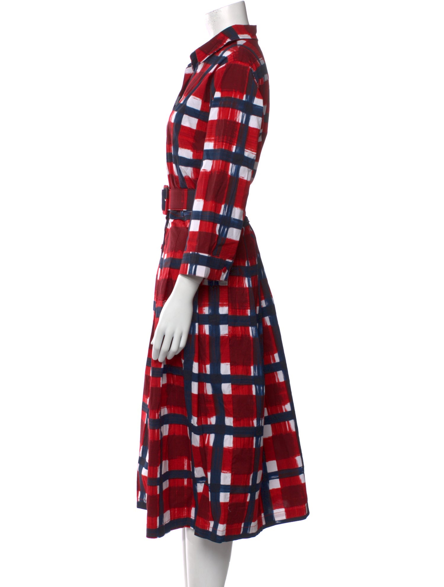 Samantha Sung Plaid Print Midi Length Dress