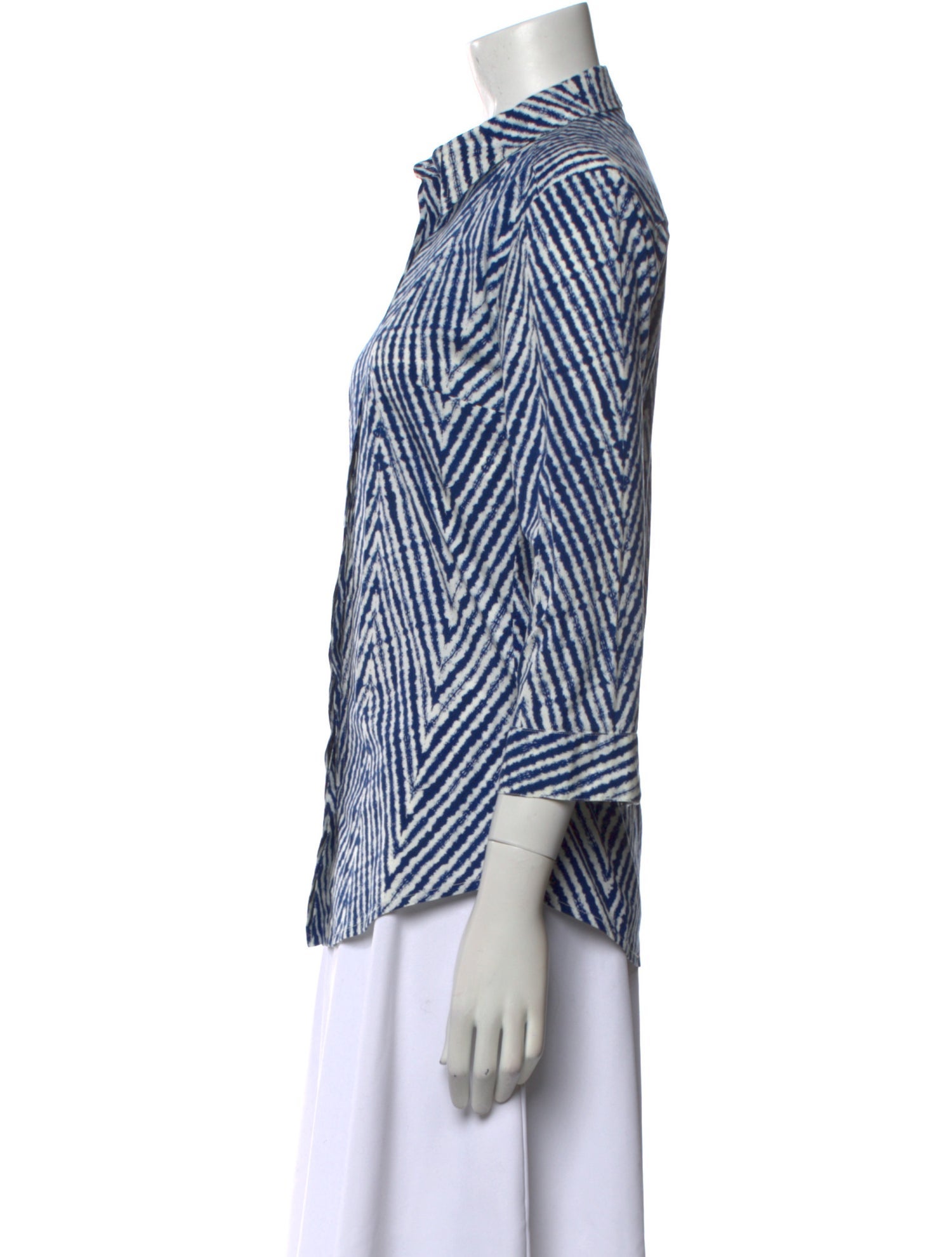 Samantha Sung Striped Three-Quarter Sleeve Button-Up Top