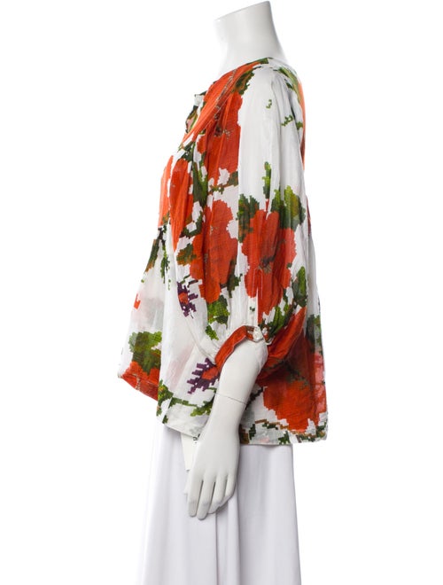 Samantha Sung Floral Print V-Neck Blouse