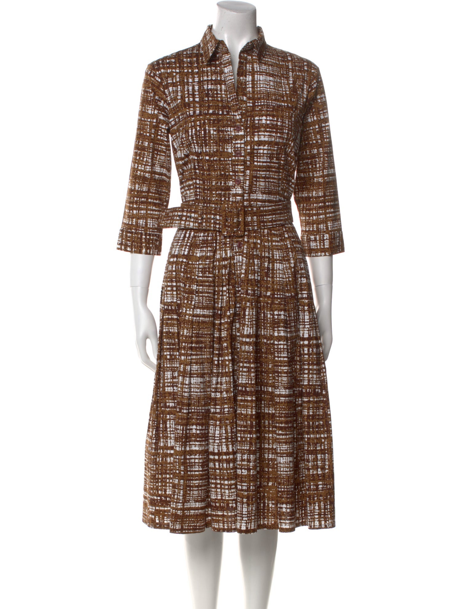 Samantha Sung Plaid Print Midi Length Dress