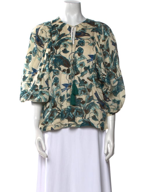 Samantha Sung Linen Printed Blouse