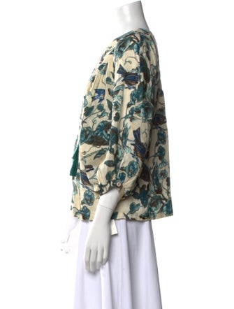 Samantha Sung Linen Printed Blouse