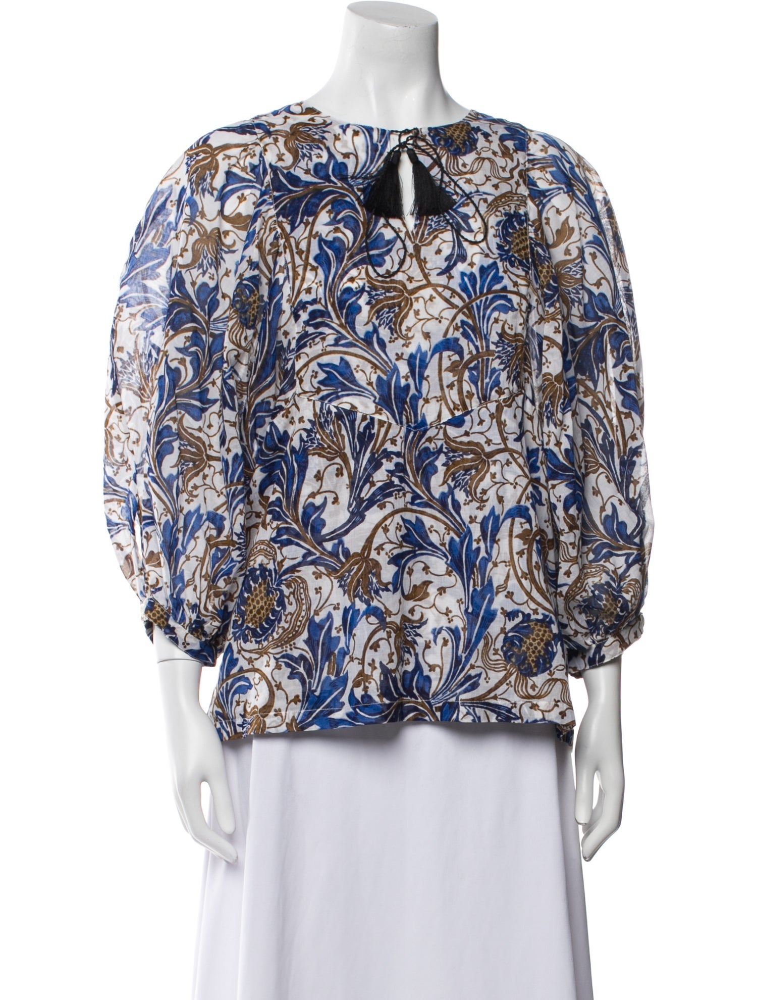Samantha Sung Printed Bateau Neckline Blouse